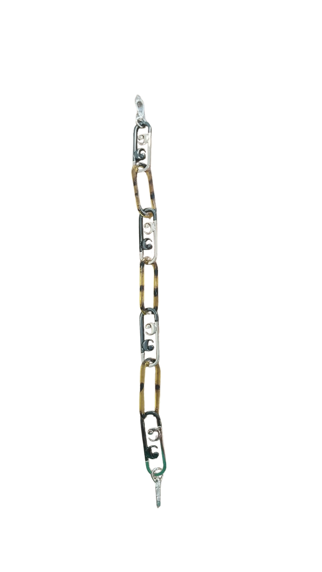 50 cm Leopar Desenli Akrilik ve Metal Halkalı Taş Detaylı Çanta Sapı