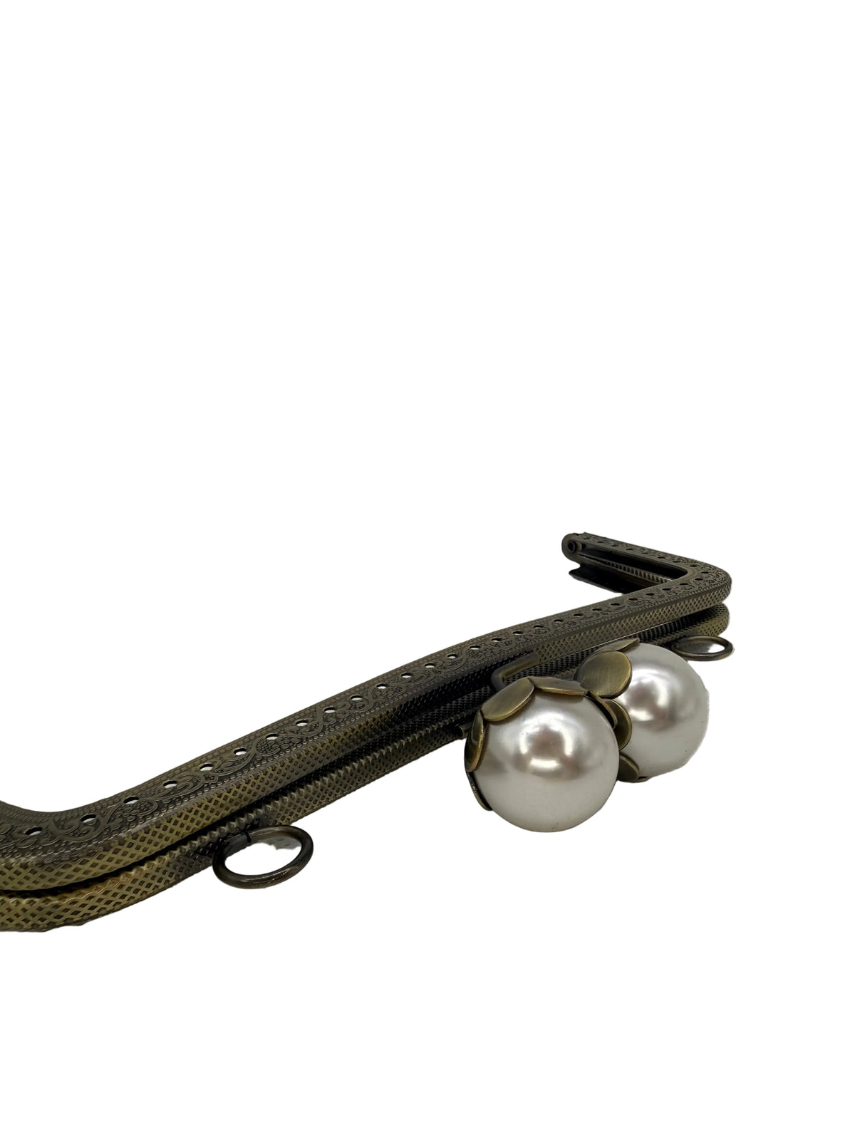 20 cm İnci Detaylı Dikmeli Metal Çanta Klipsi