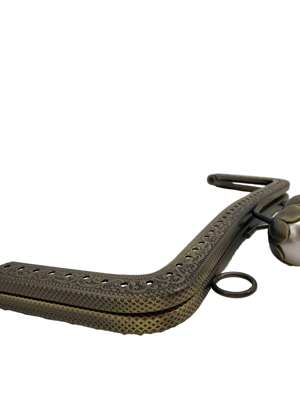 20 cm İnci Detaylı Dikmeli Metal Çanta Klipsi