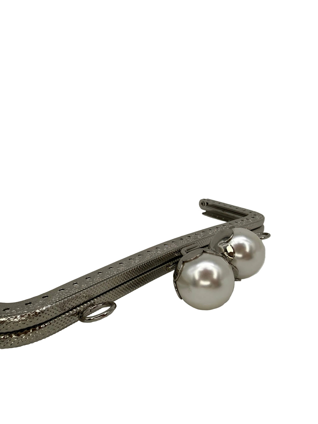 20 cm İnci Detaylı Dikmeli Metal Çanta Klipsi