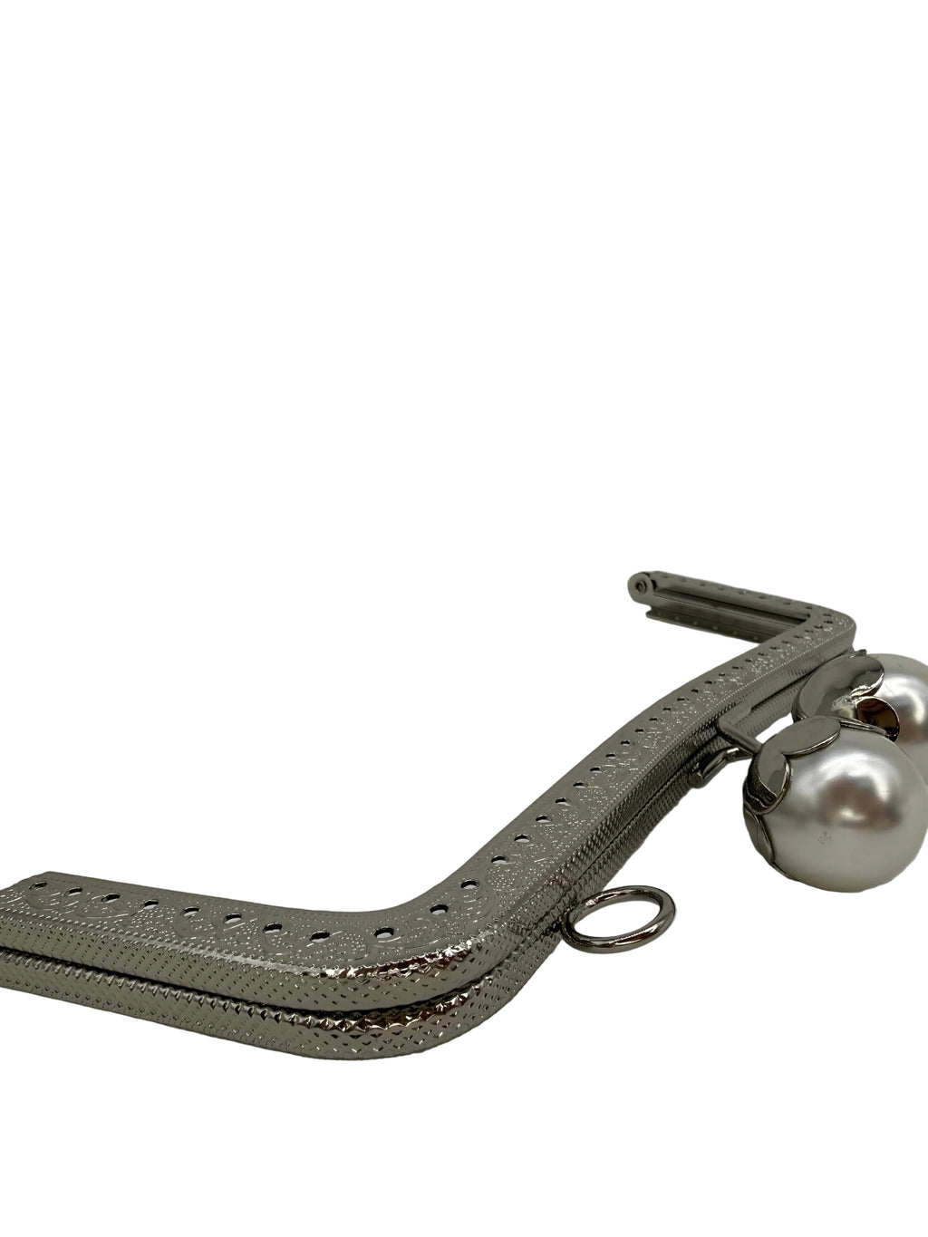 20 cm İnci Detaylı Dikmeli Metal Çanta Klipsi