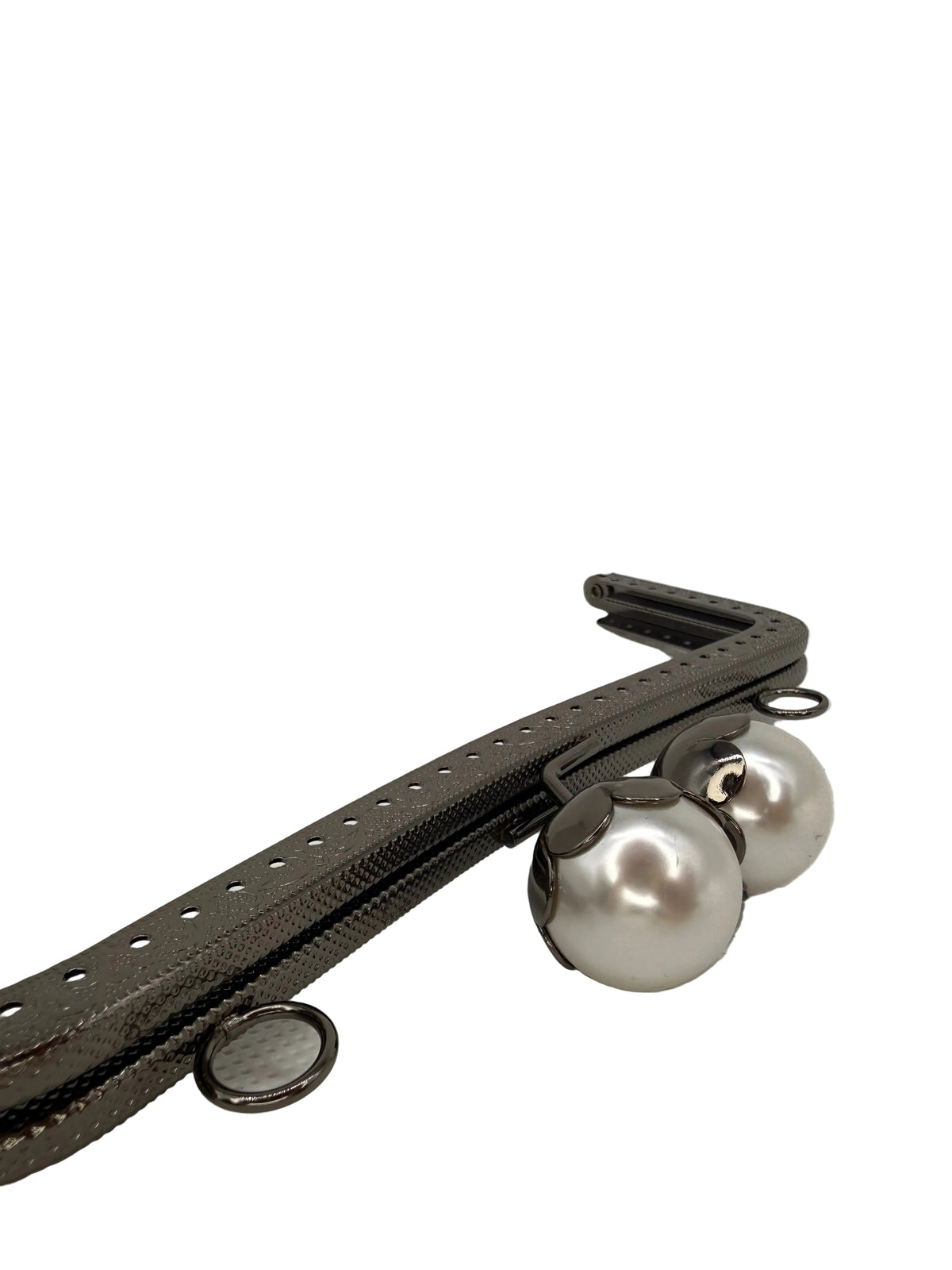 20 cm İnci Detaylı Dikmeli Metal Çanta Klipsi