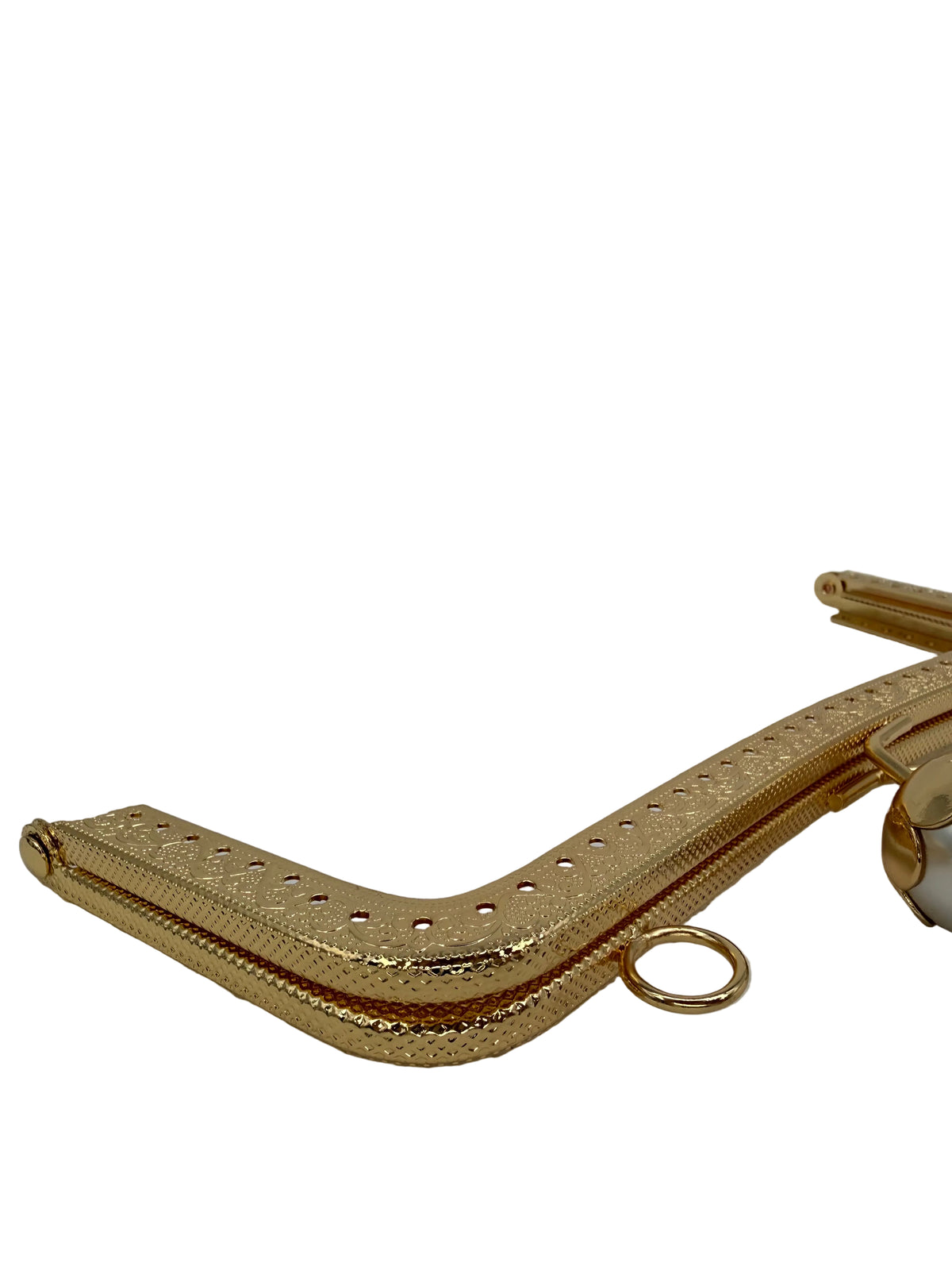 20 cm İnci Detaylı Dikmeli Metal Çanta Klipsi