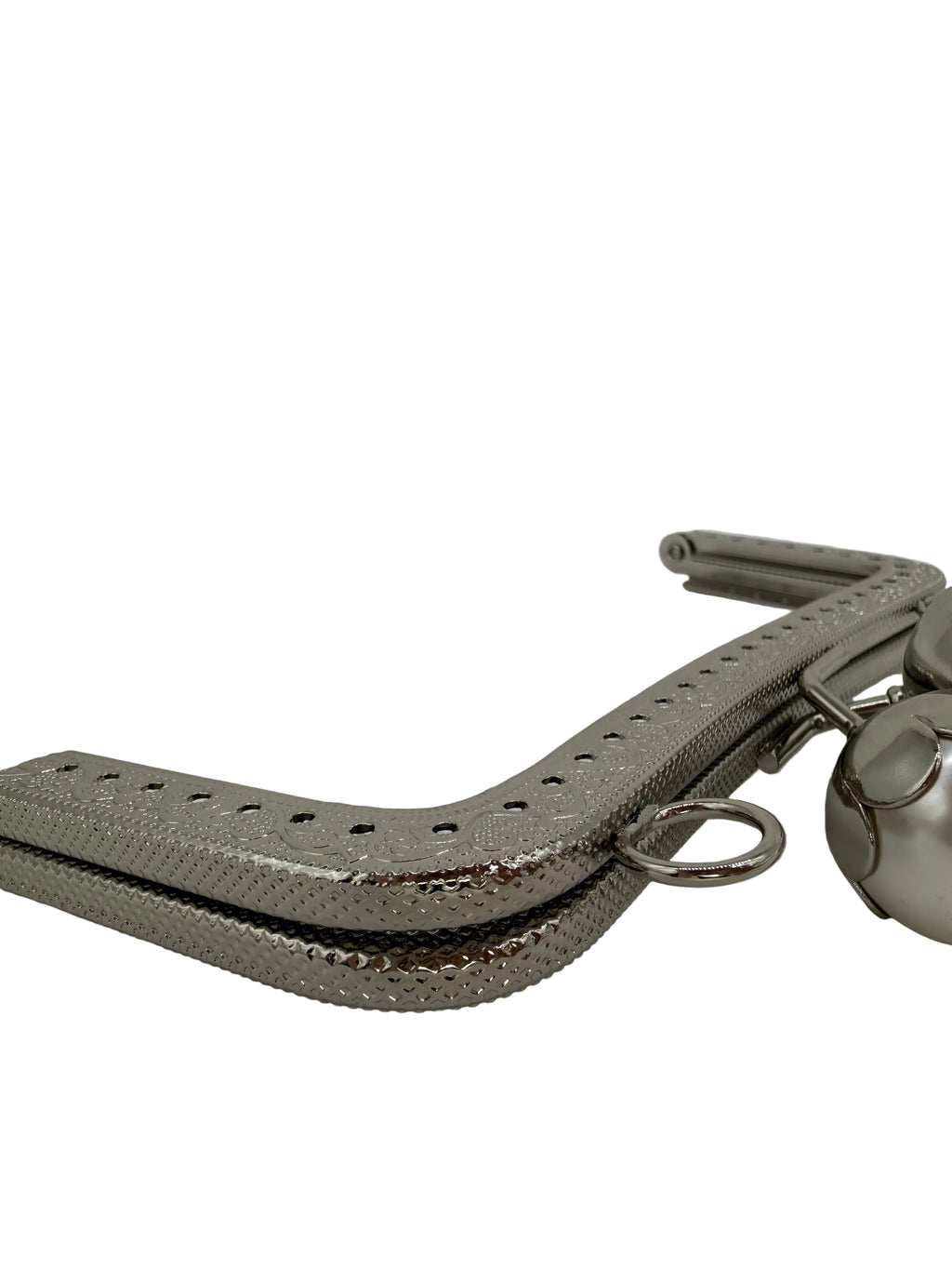 15 cm İnci Detaylı Dikmeli Metal Çanta Klipsi