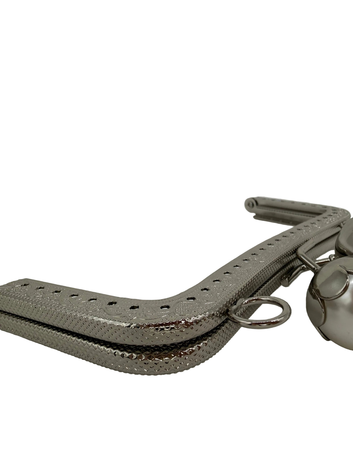 15 cm İnci Detaylı Dikmeli Metal Çanta Klipsi