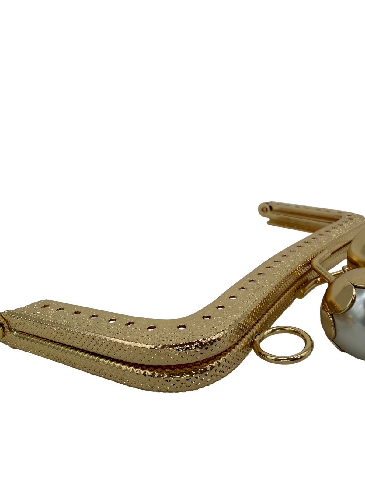 15 cm İnci Detaylı Dikmeli Metal Çanta Klipsi