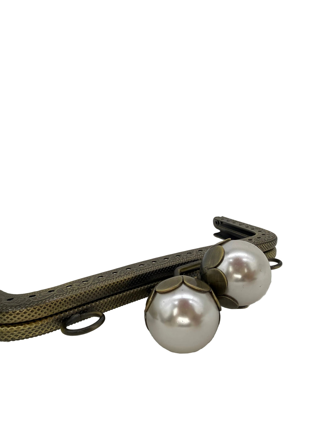 15 cm İnci Detaylı Dikmeli Metal Çanta Klipsi