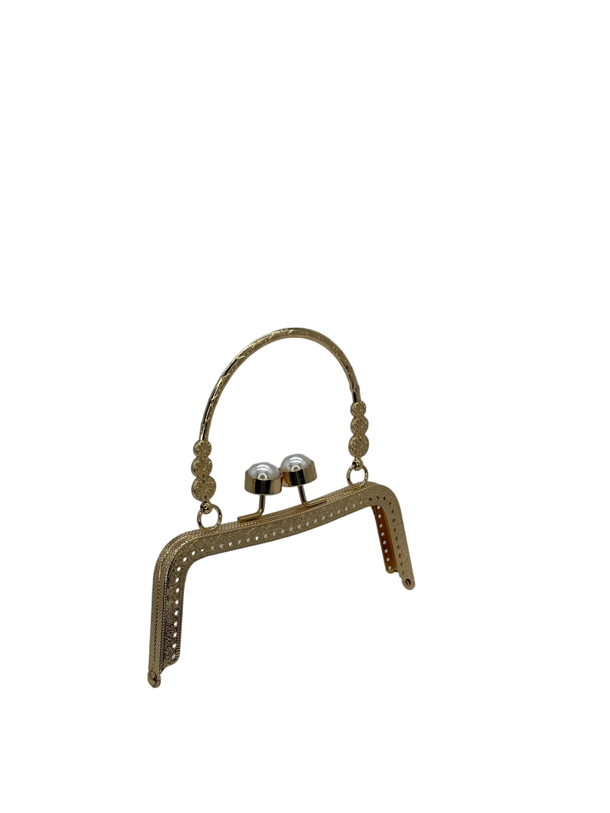 15 cm İnci Detaylı Metal Saplı Dikmeli Çanta Klipsi