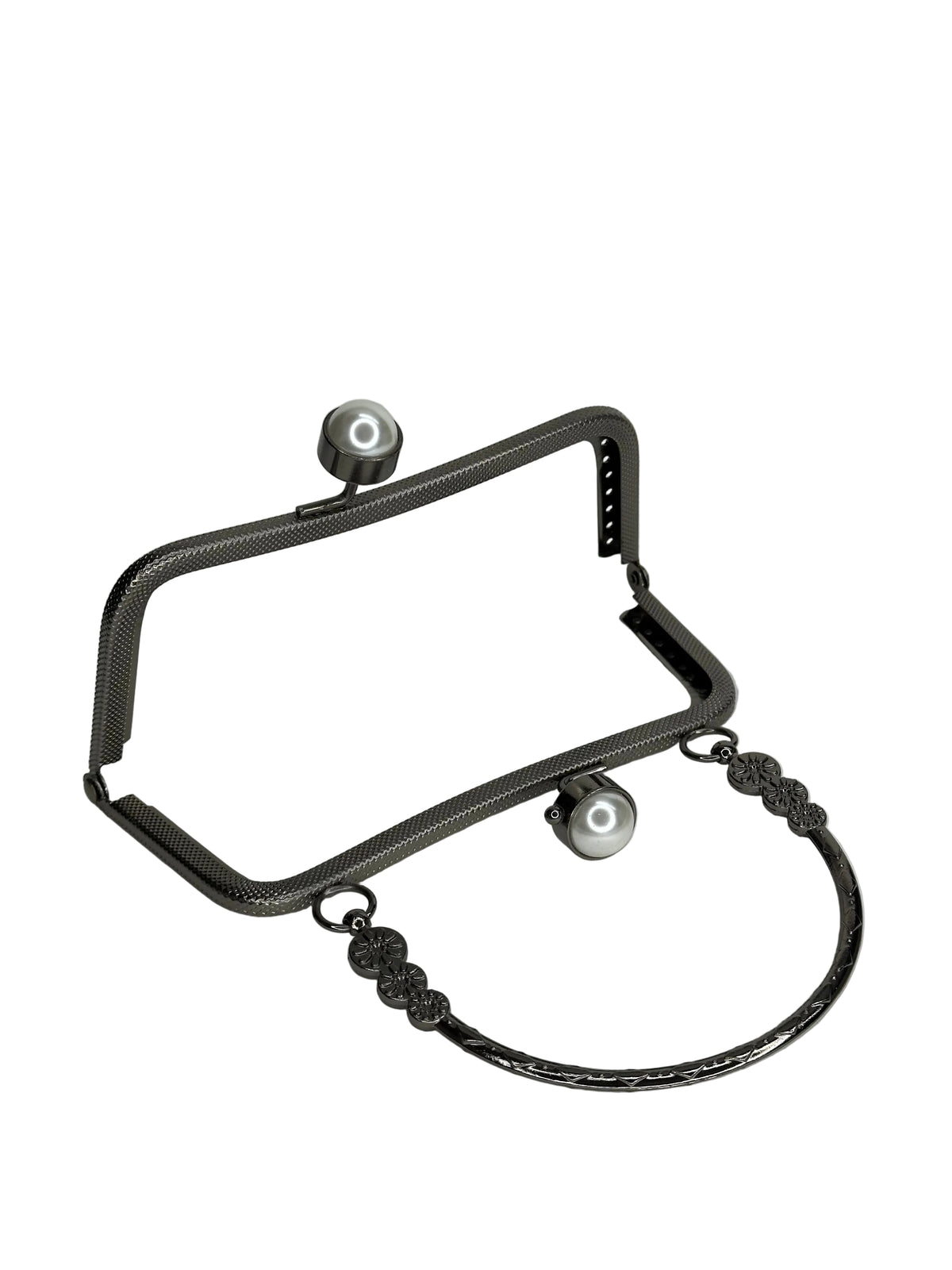 15 cm İnci Detaylı Metal Saplı Dikmeli Çanta Klipsi