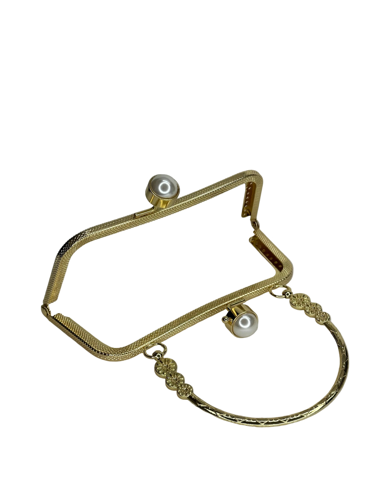 15 cm İnci Detaylı Metal Saplı Dikmeli Çanta Klipsi