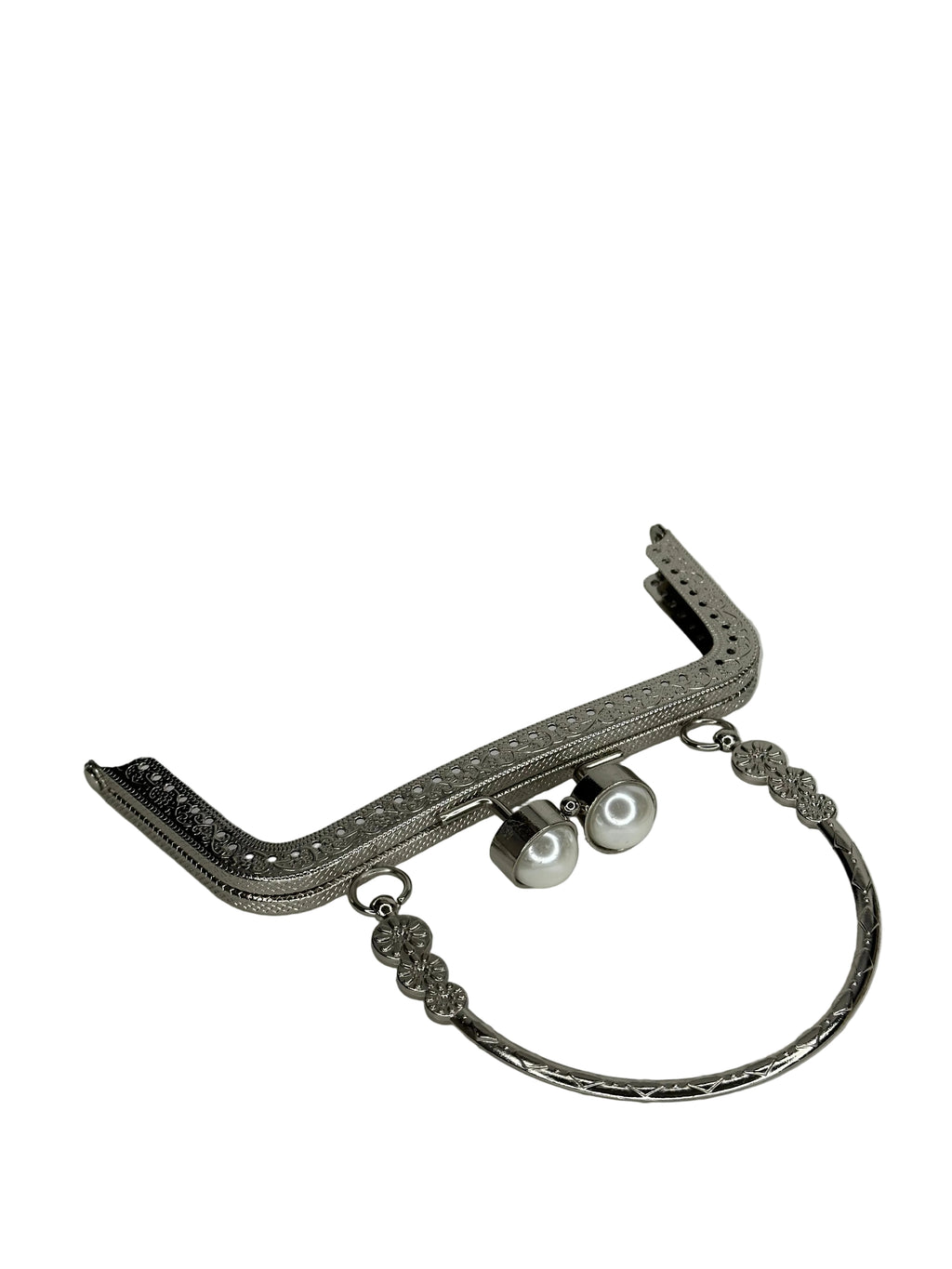15 cm İnci Detaylı Metal Saplı Dikmeli Çanta Klipsi