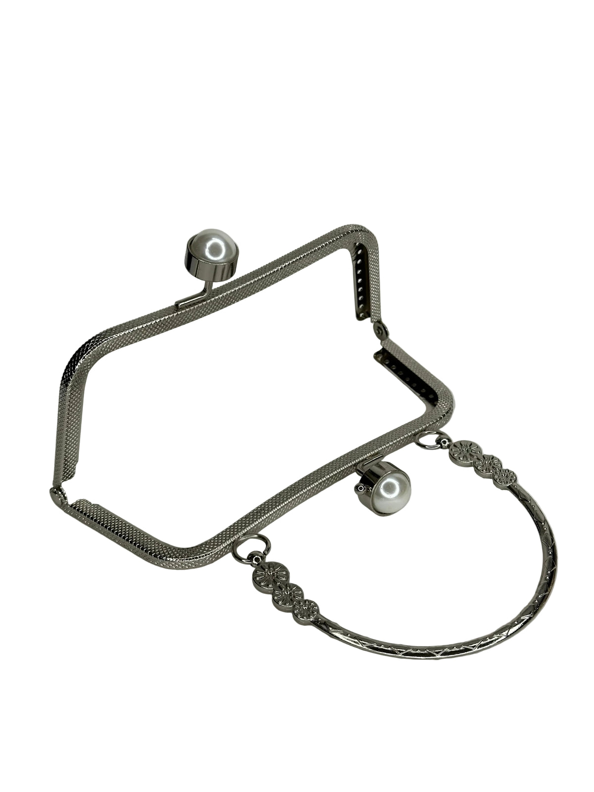 15 cm İnci Detaylı Metal Saplı Dikmeli Çanta Klipsi