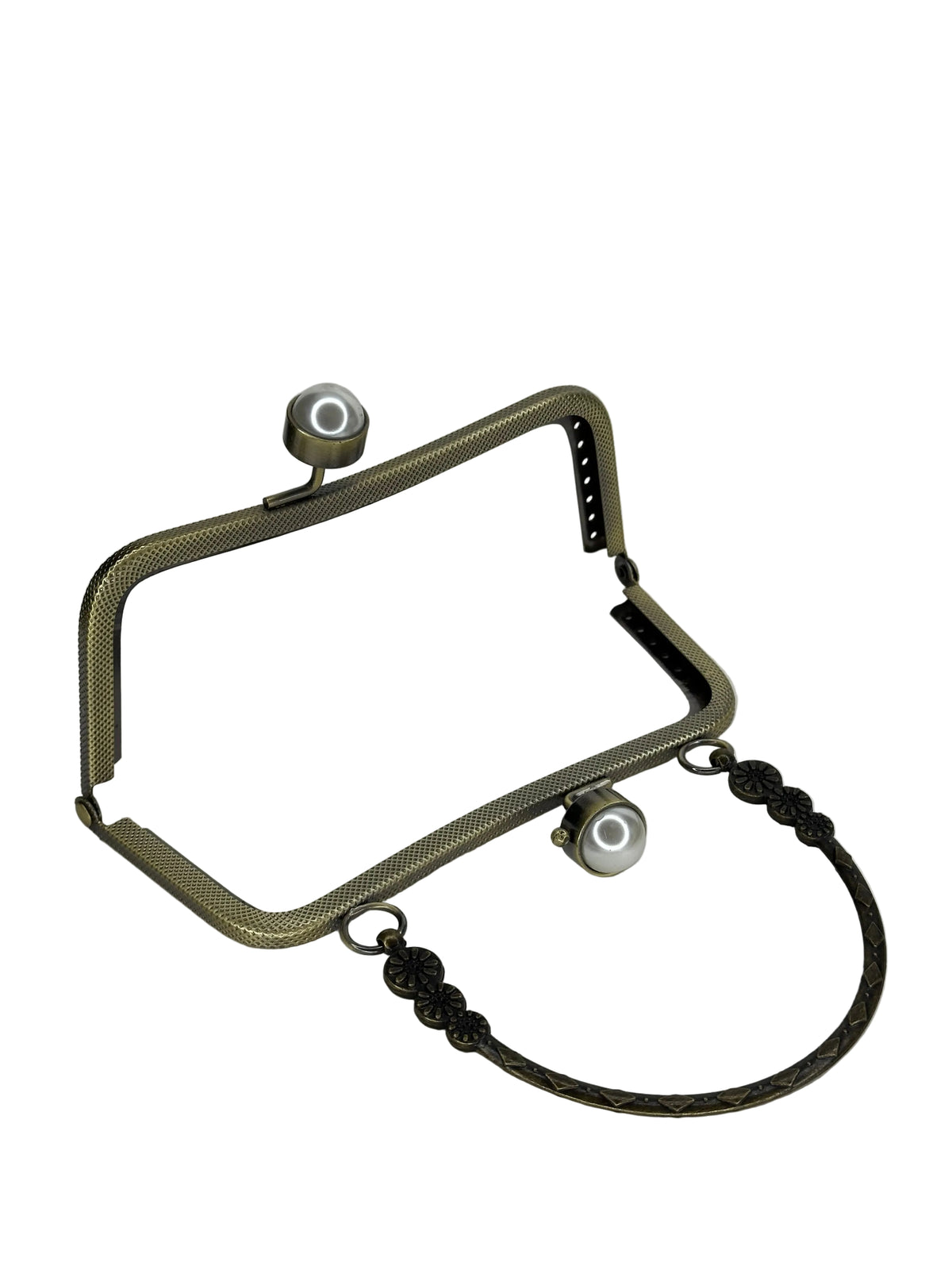 15 cm İnci Detaylı Metal Saplı Dikmeli Çanta Klipsi
