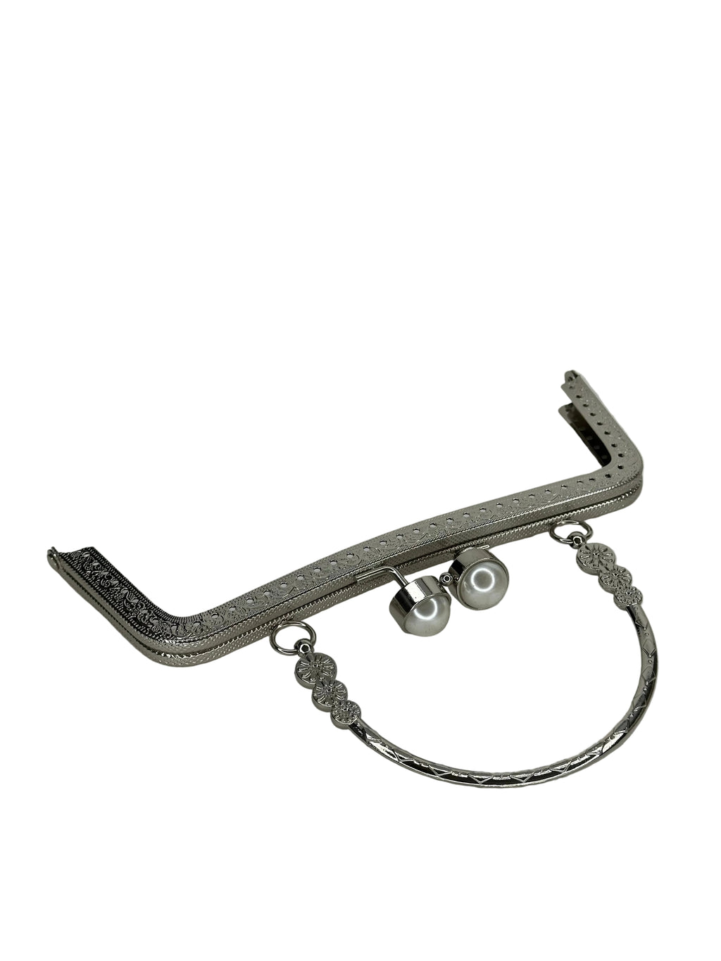 20 cm İnci Detaylı Metal Saplı Dikmeli Çanta Klipsi