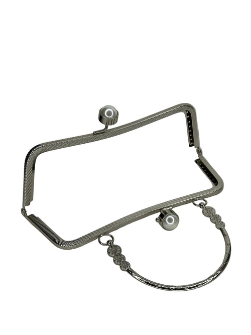 20 cm İnci Detaylı Metal Saplı Dikmeli Çanta Klipsi
