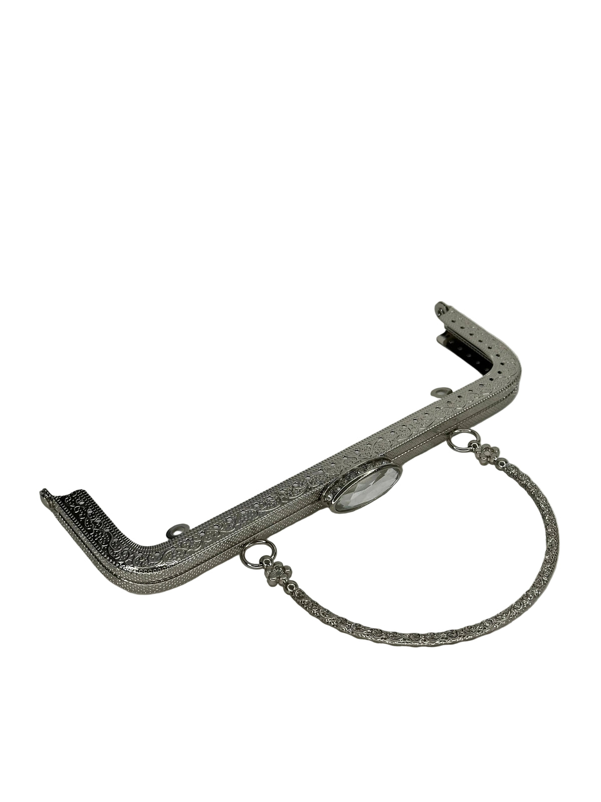 20 cm Oval Taşlı Metal Saplı Dikmeli Çanta Klipsi