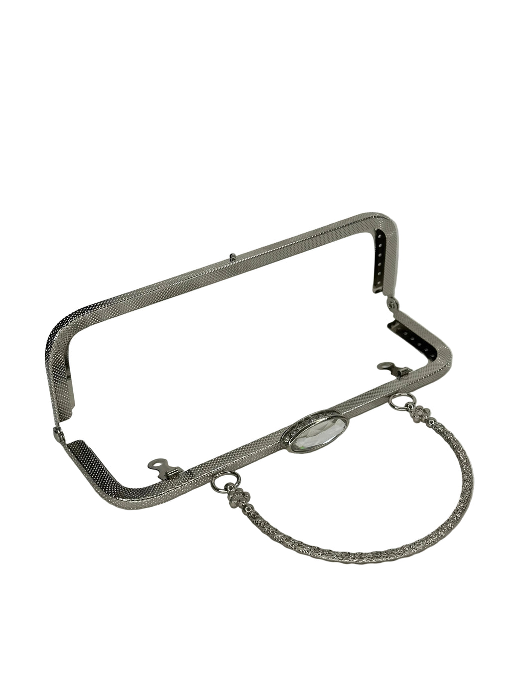 20 cm Oval Taşlı Metal Saplı Dikmeli Çanta Klipsi