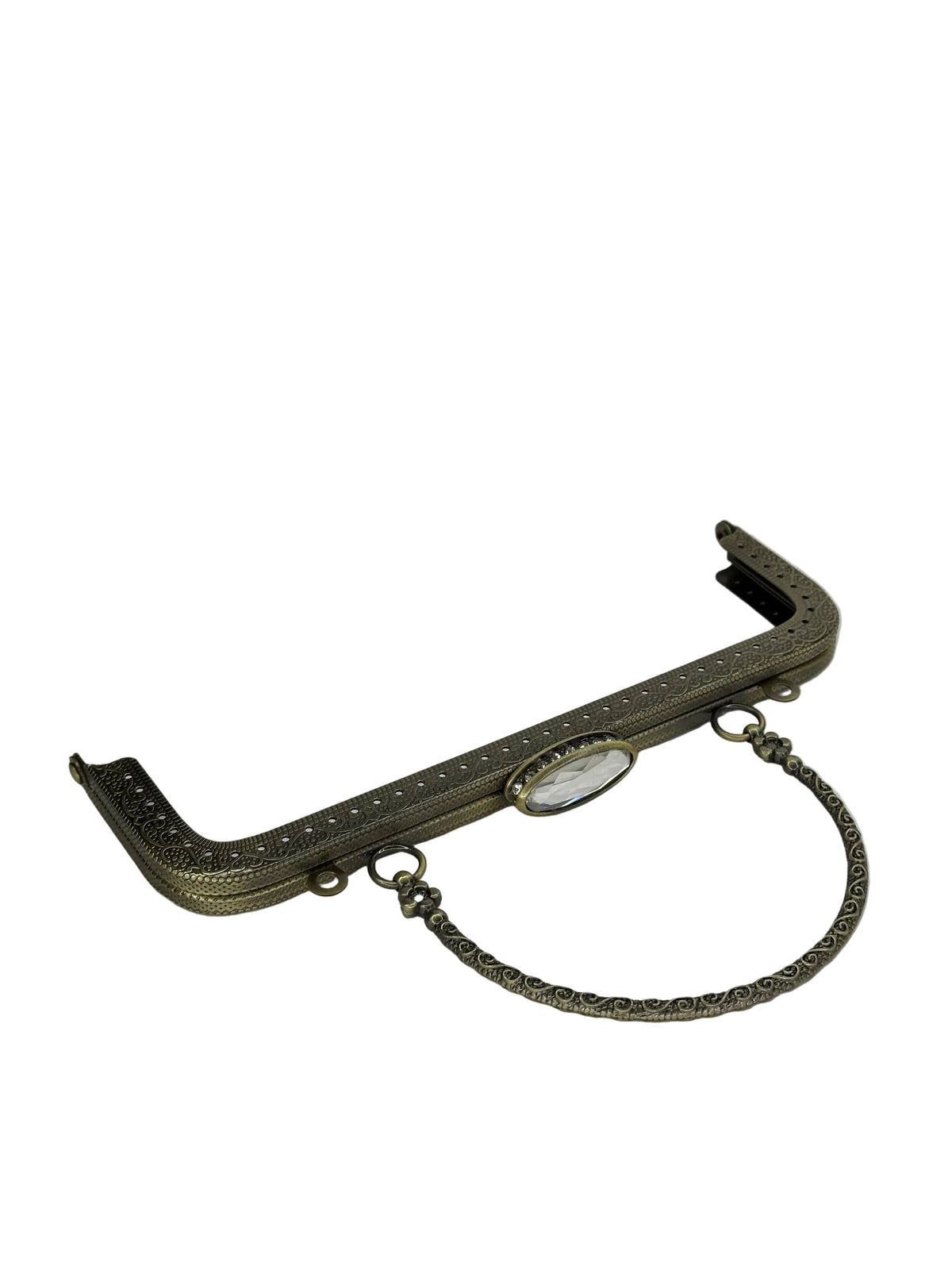 20 cm Oval Taşlı Metal Saplı Dikmeli Çanta Klipsi