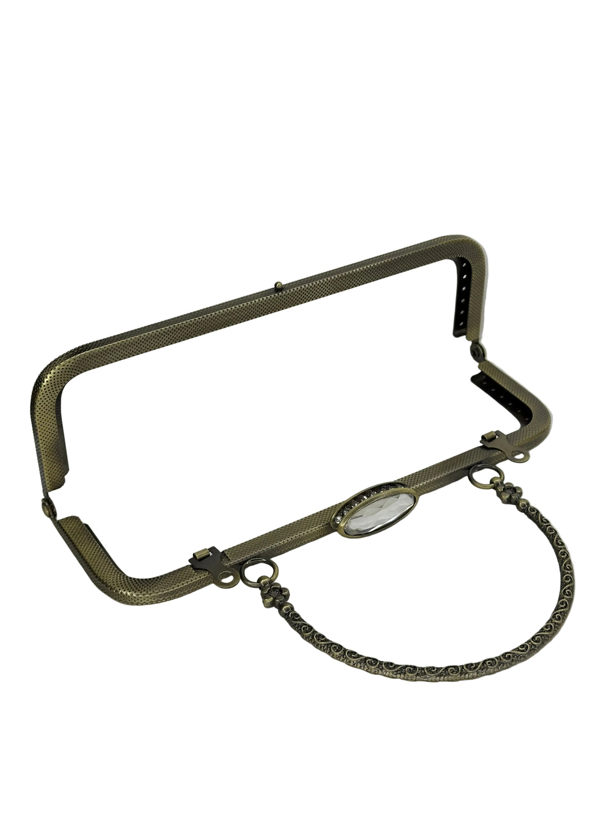 20 cm Oval Taşlı Metal Saplı Dikmeli Çanta Klipsi