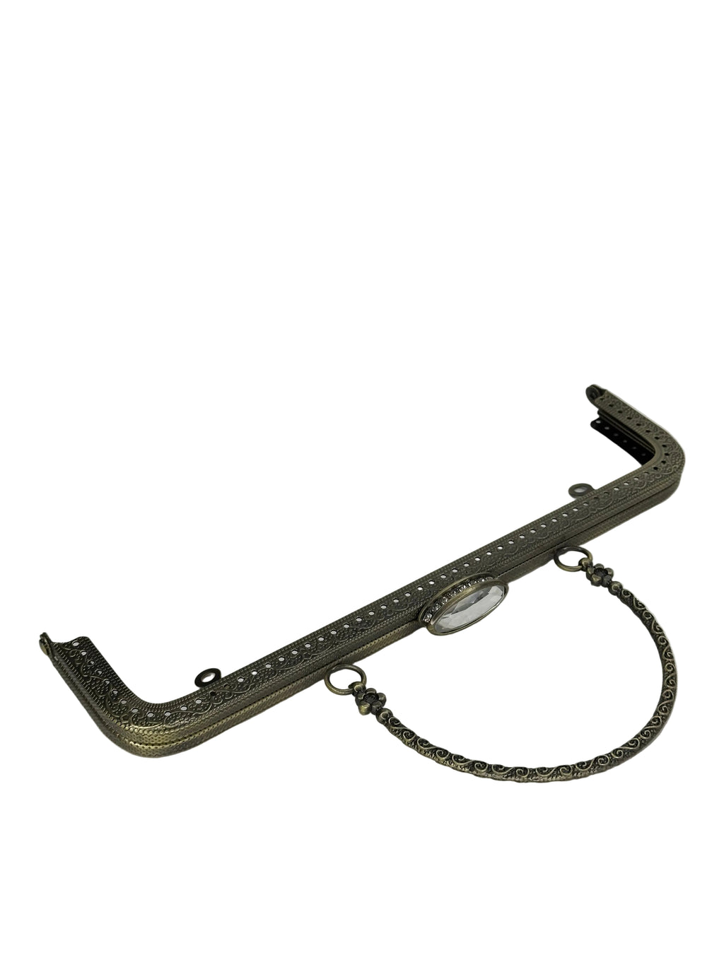 25 cm Oval Taşlı Metal Saplı Dikmeli Çanta Klipsi