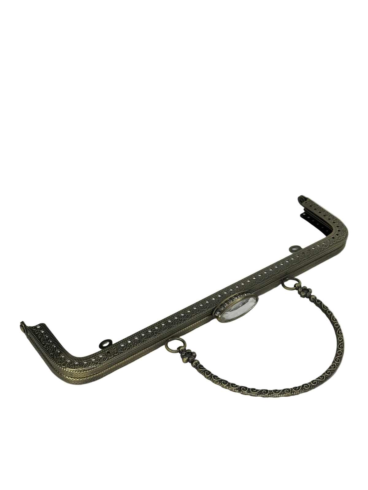 25 cm Oval Taşlı Metal Saplı Dikmeli Çanta Klipsi