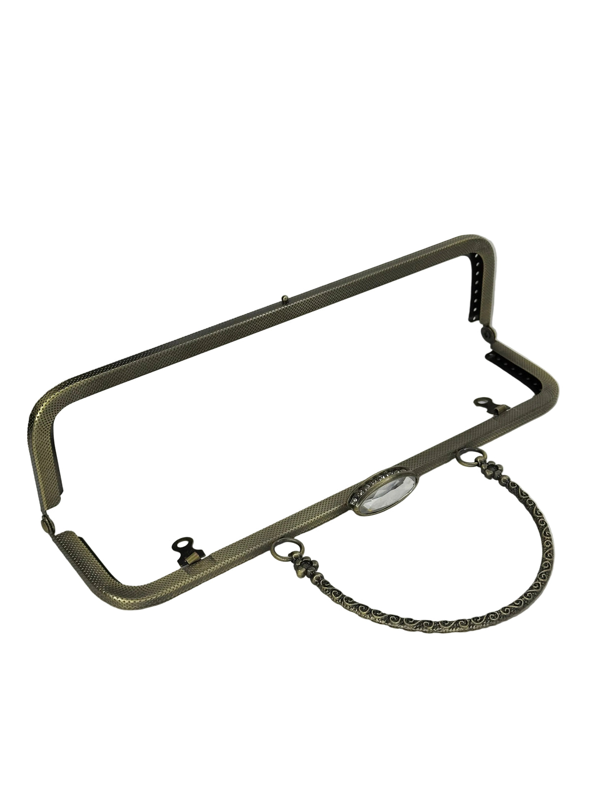 25 cm Oval Taşlı Metal Saplı Dikmeli Çanta Klipsi