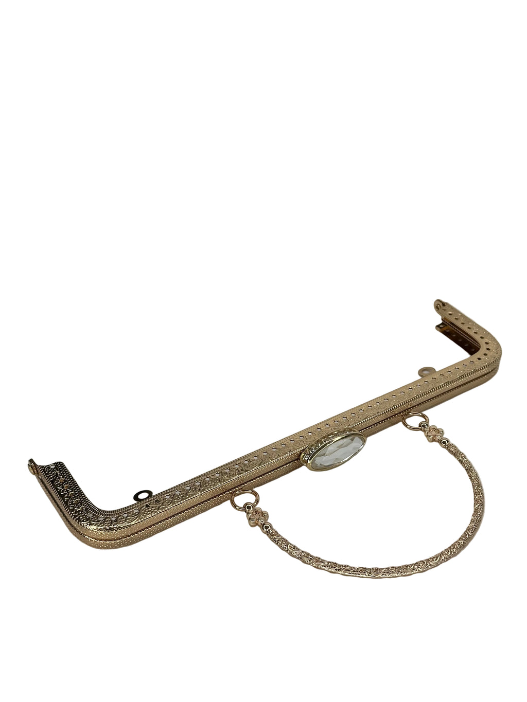 25 cm Oval Taşlı Metal Saplı Dikmeli Çanta Klipsi