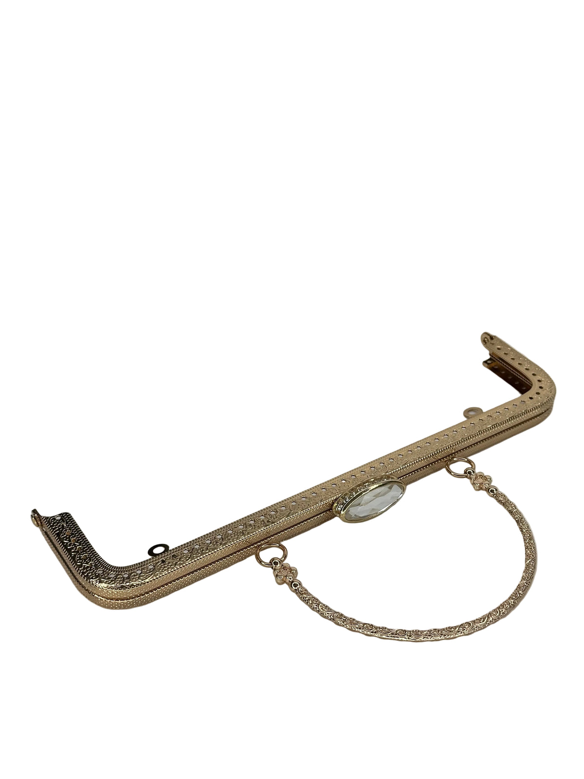 25 cm Oval Taşlı Metal Saplı Dikmeli Çanta Klipsi