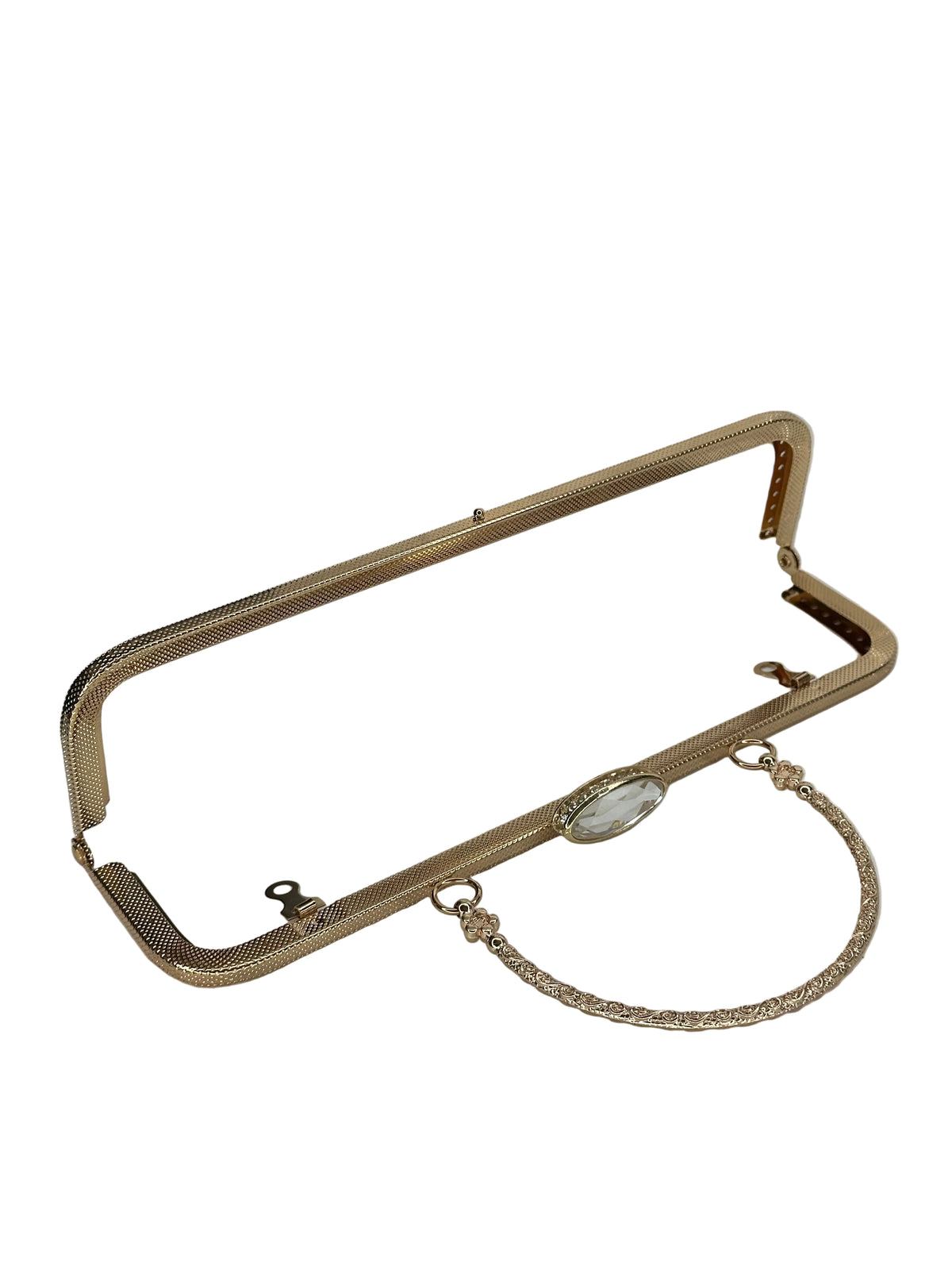 25 cm Oval Taşlı Metal Saplı Dikmeli Çanta Klipsi