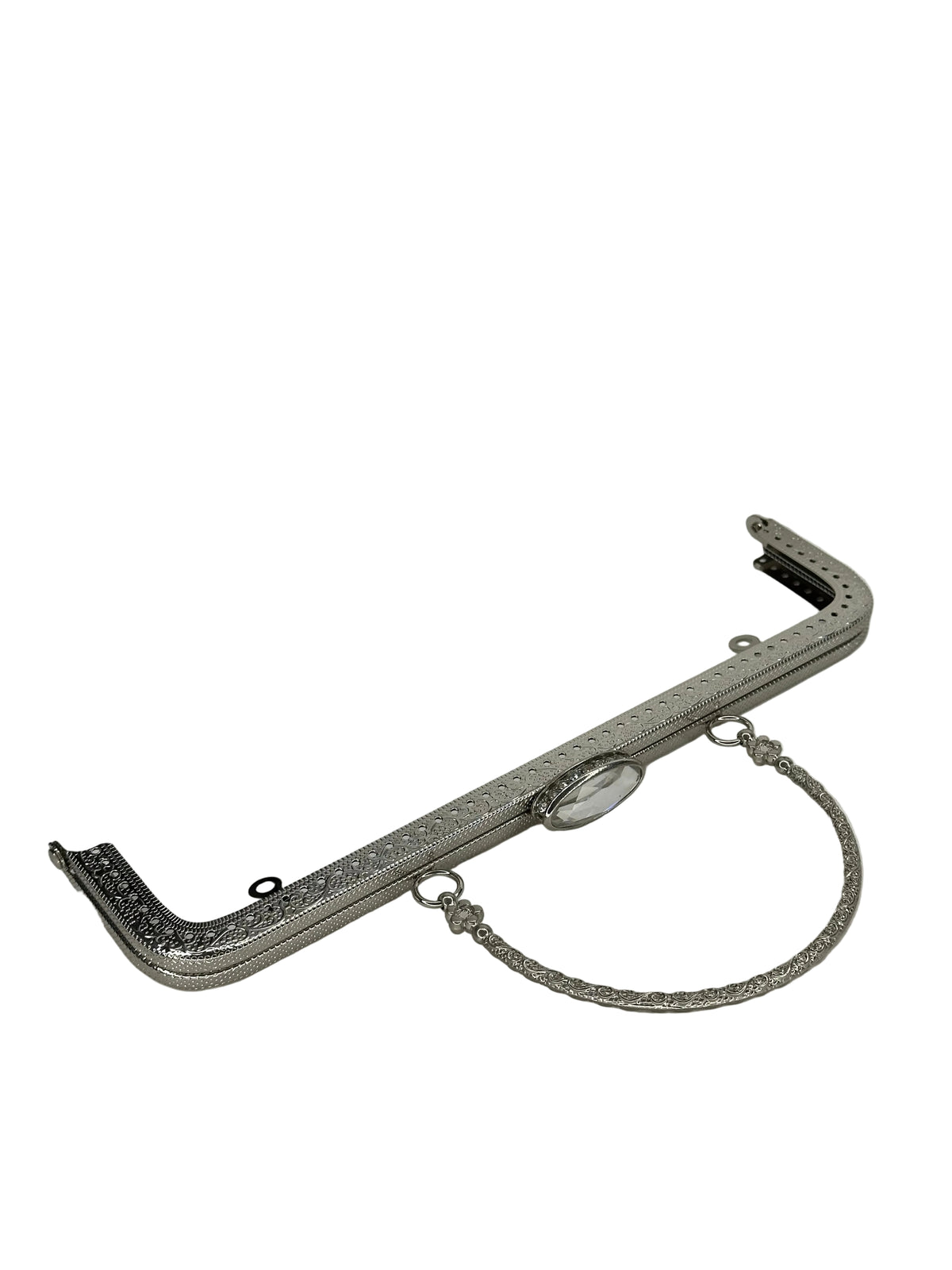 25 cm Oval Taşlı Metal Saplı Dikmeli Çanta Klipsi