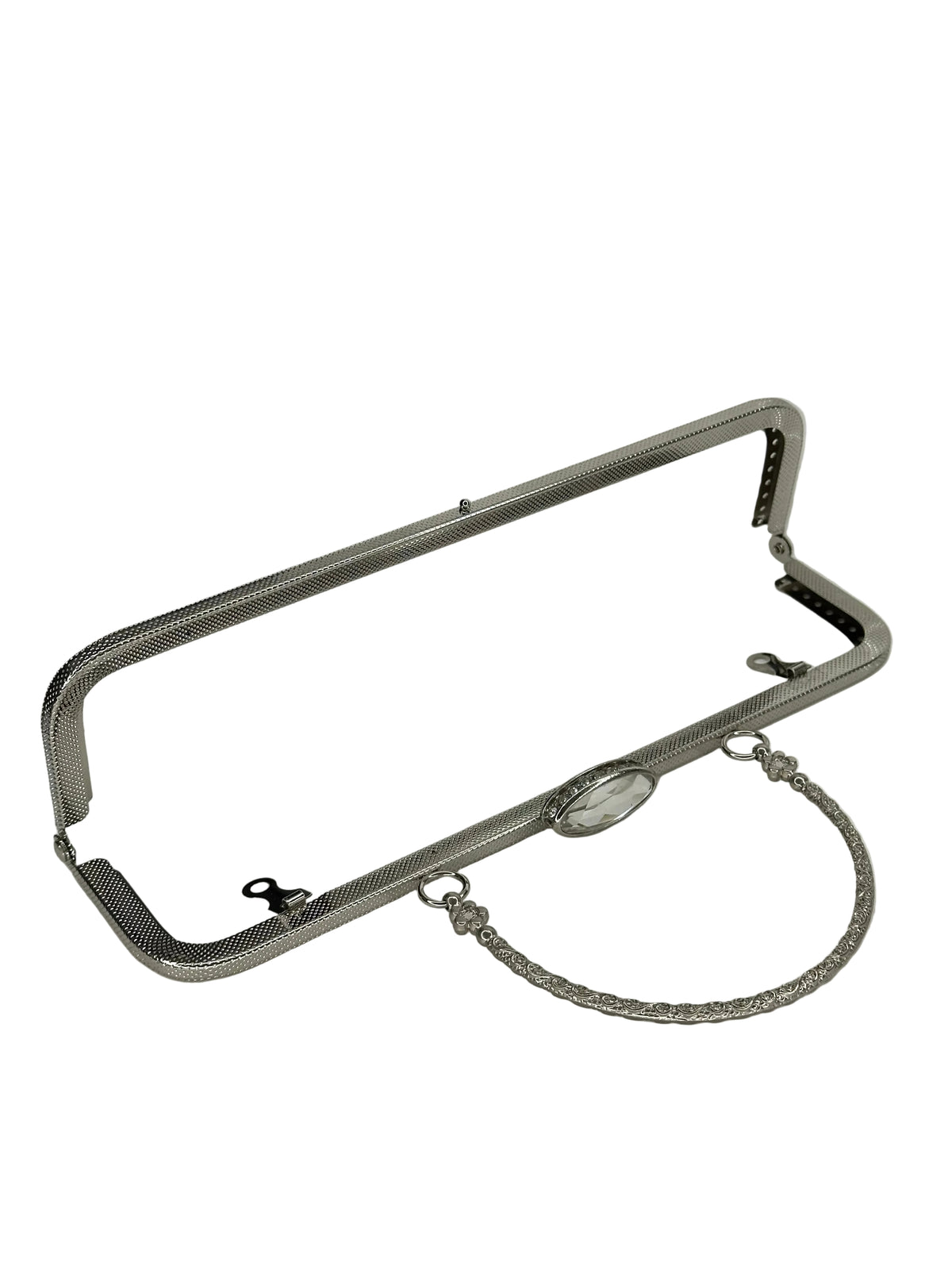25 cm Oval Taşlı Metal Saplı Dikmeli Çanta Klipsi