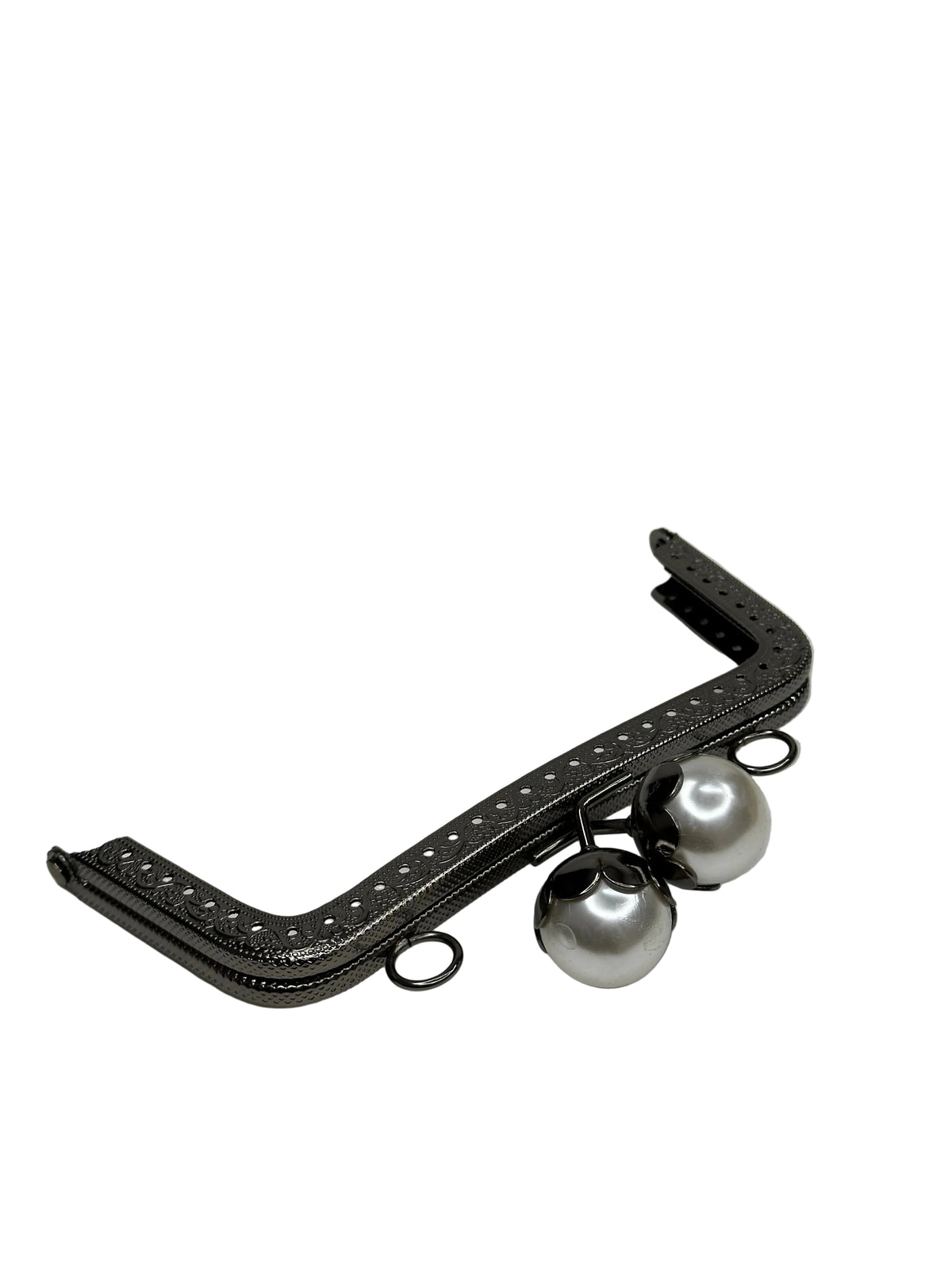 15 cm İnci Detaylı Dikmeli Metal Çanta Klipsi
