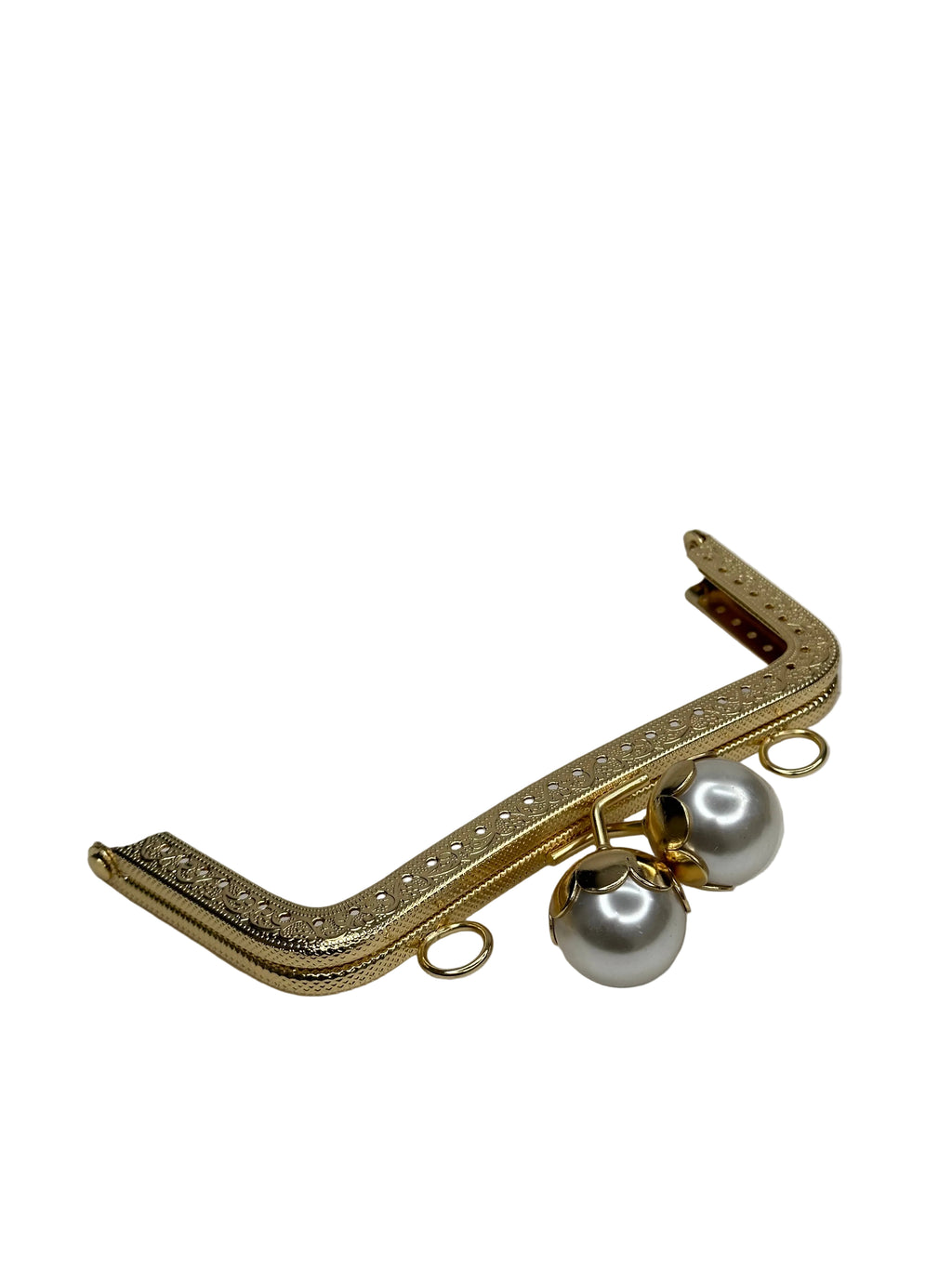15 cm İnci Detaylı Dikmeli Metal Çanta Klipsi