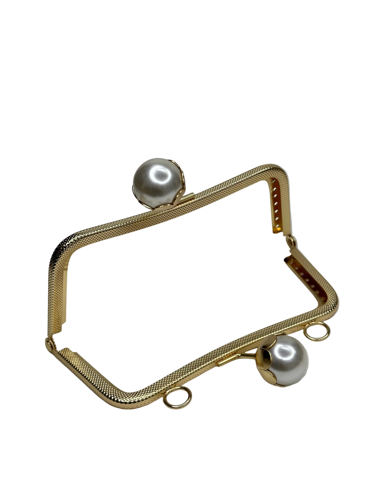 15 cm İnci Detaylı Dikmeli Metal Çanta Klipsi