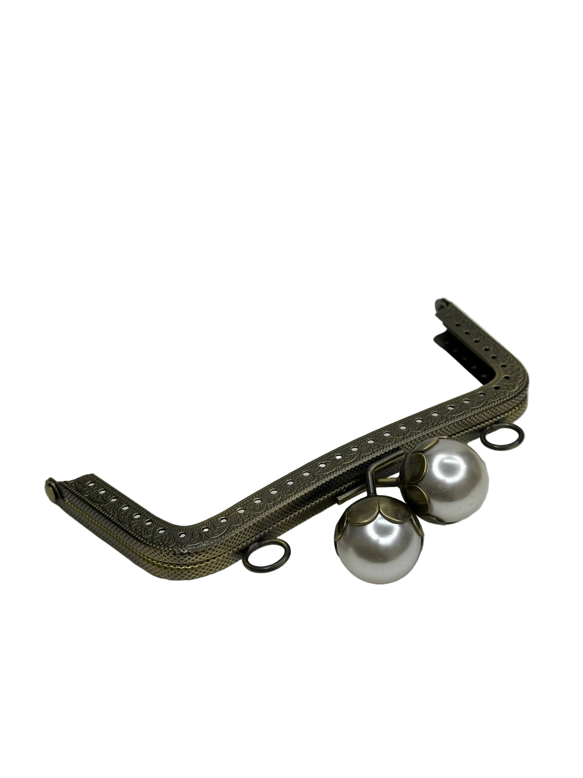 15 cm İnci Detaylı Dikmeli Metal Çanta Klipsi