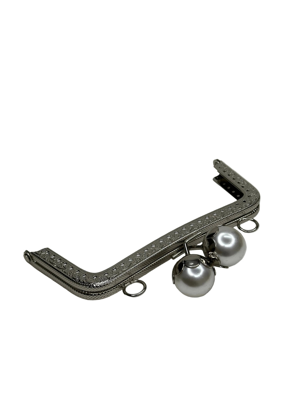 15 cm İnci Detaylı Dikmeli Metal Çanta Klipsi