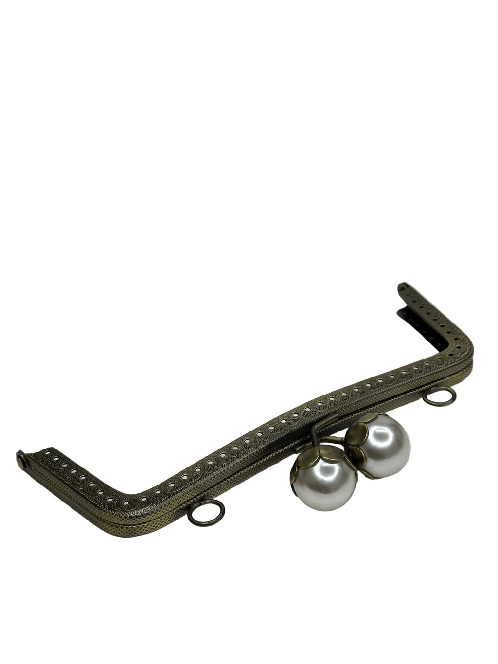 20 cm İnci Detaylı Dikmeli Metal Çanta Klipsi