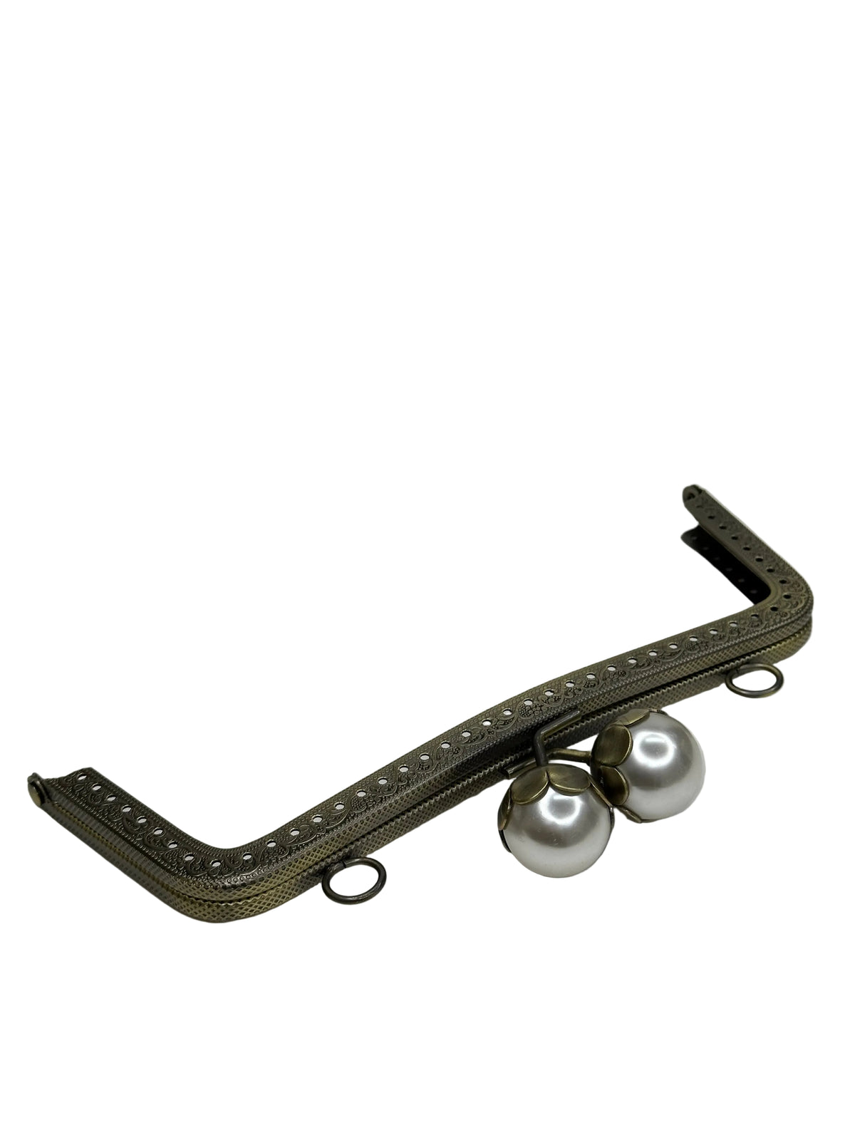 20 cm İnci Detaylı Dikmeli Metal Çanta Klipsi