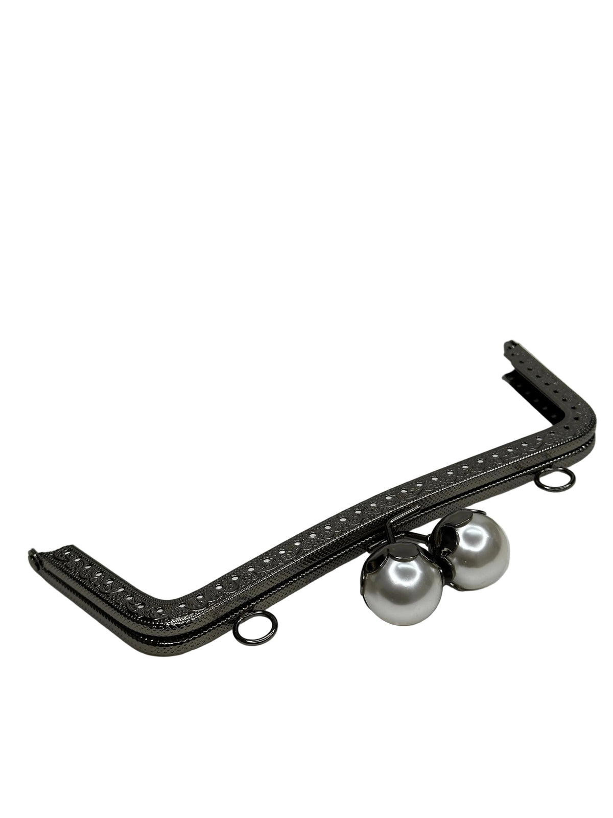 20 cm İnci Detaylı Dikmeli Metal Çanta Klipsi